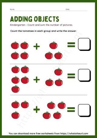 addition objects worksheets kindergarten