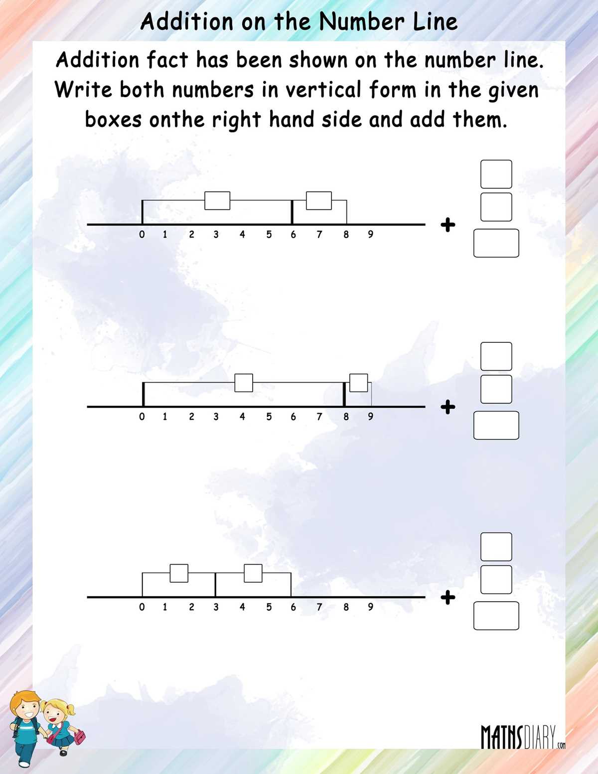 addition using number line worksheets