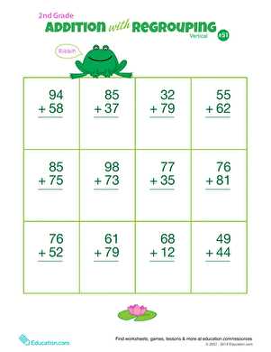 addition with regrouping worksheet