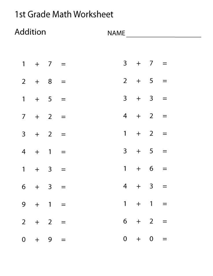 addition worksheets 1st grade