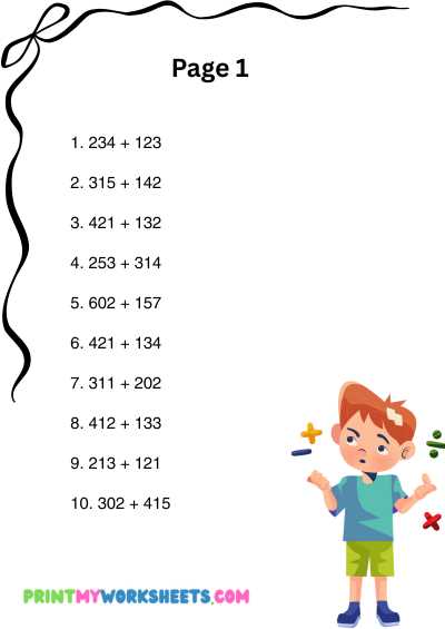 addition worksheets for 3rd grade