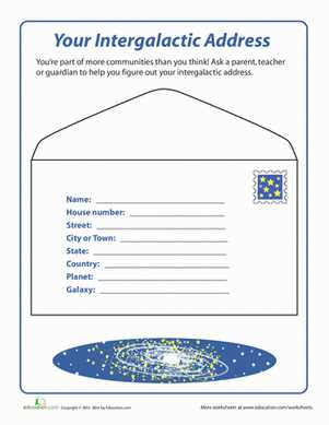 address worksheet for kids
