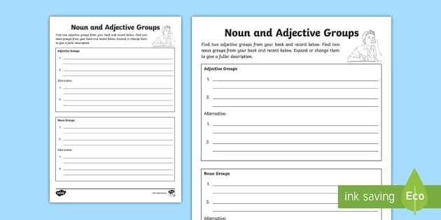 adjective noun worksheet