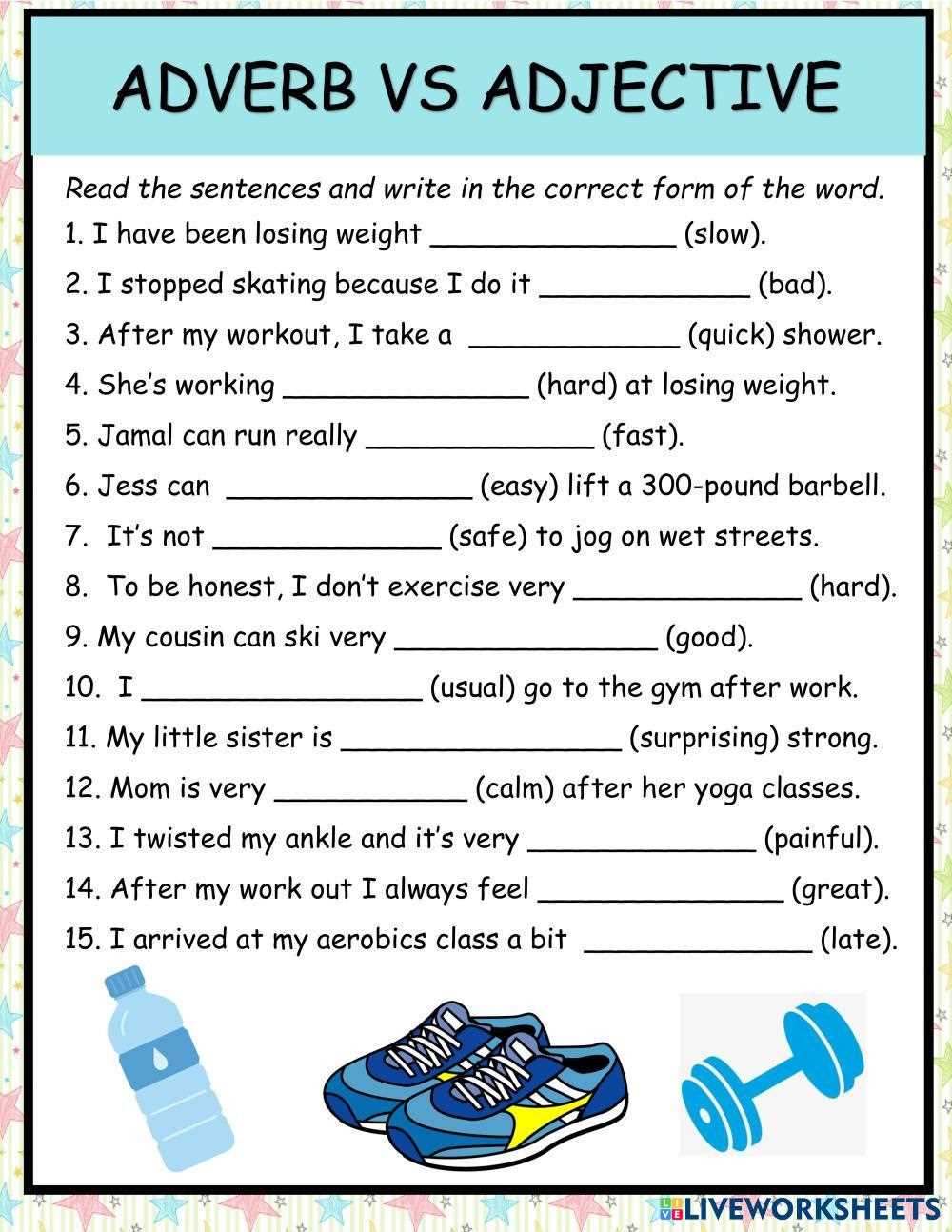 adjectives and adverbs worksheets