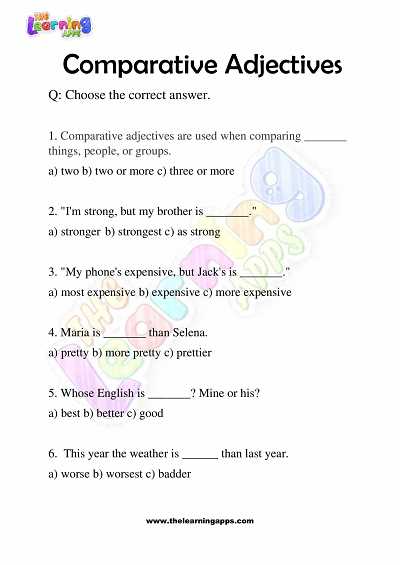 adjectives degrees worksheet