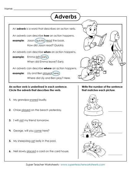 adverb practice worksheets