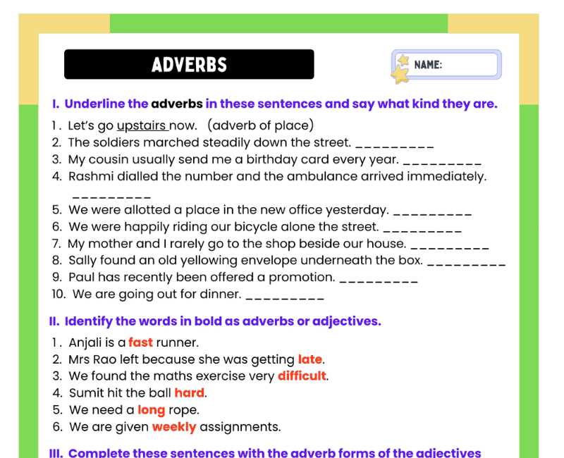 adverbs exercises worksheets