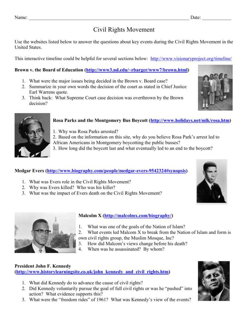 african american civil rights worksheet