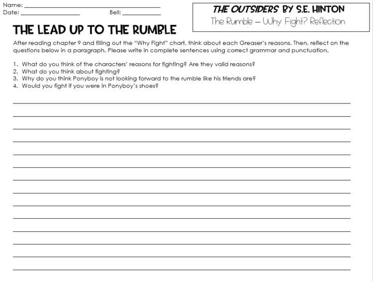 aftermath of a fight worksheet