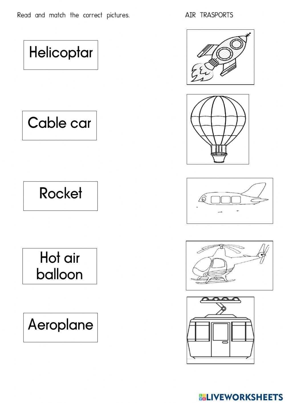 air transport worksheet for preschool