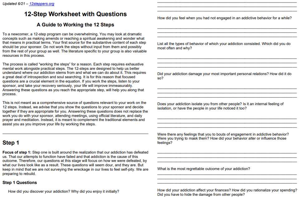 alcohol abuse worksheets for adults