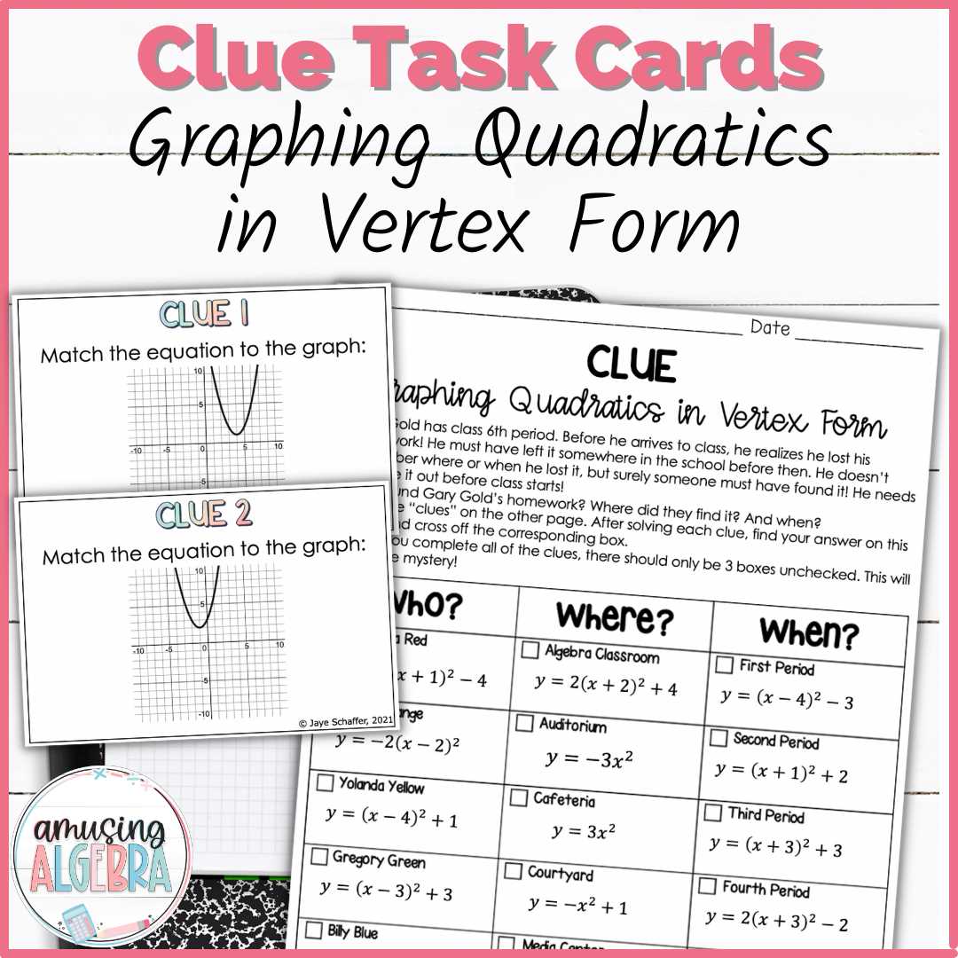 algebra 1 graphing quadratics in vertex form worksheet
