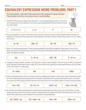 algebra 1 word problems worksheet