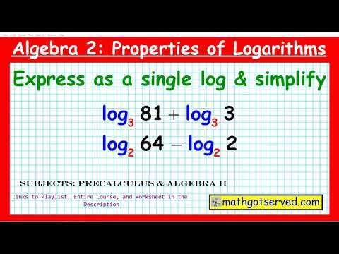 algebra 2 logarithm properties worksheet