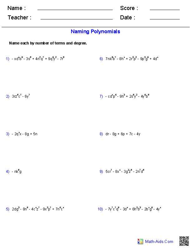 algebra one worksheet