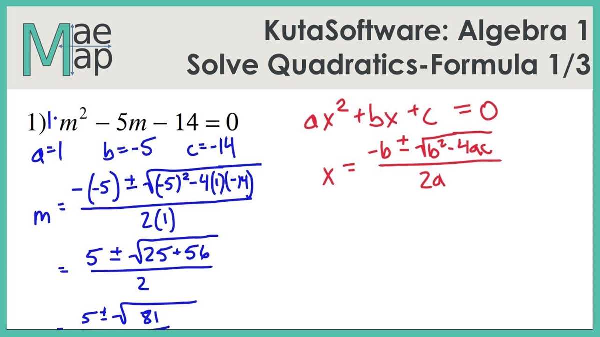 algebra quadratic formula worksheet