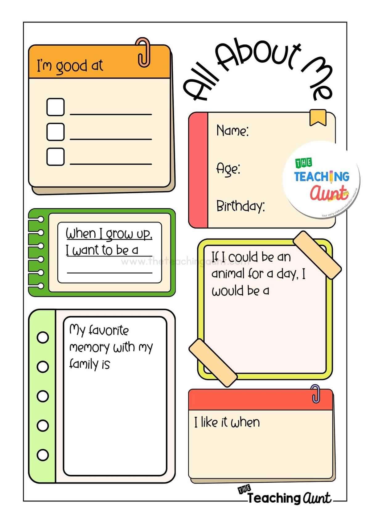 all about me worksheet for pre k