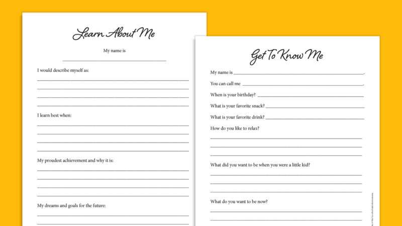 all about me worksheet middle school free printable