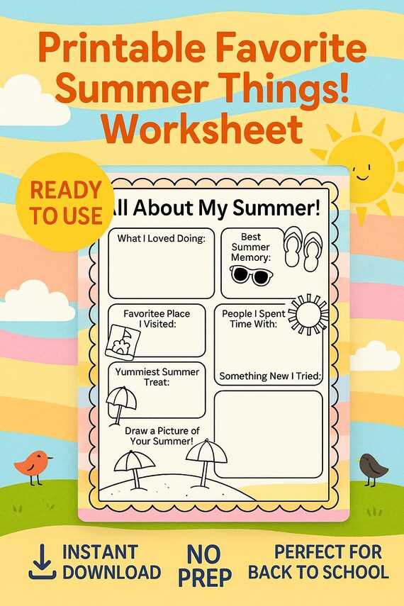 all about my summer worksheet