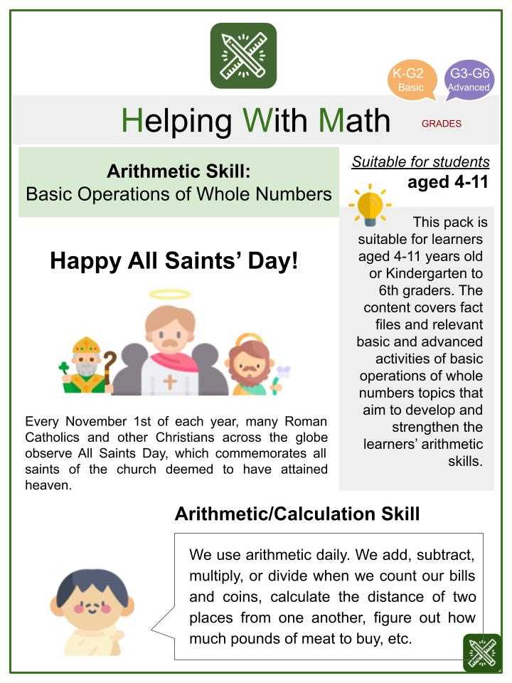 all saints worksheet