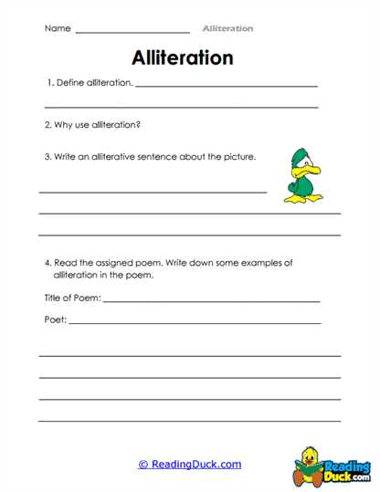 alliteration worksheet
