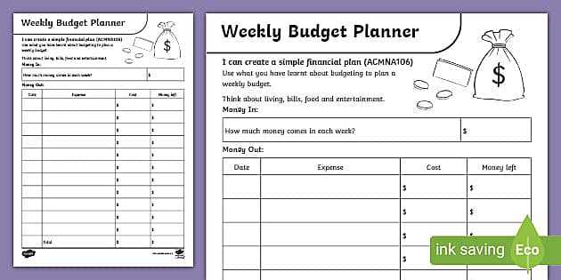 allocated spending plan worksheet