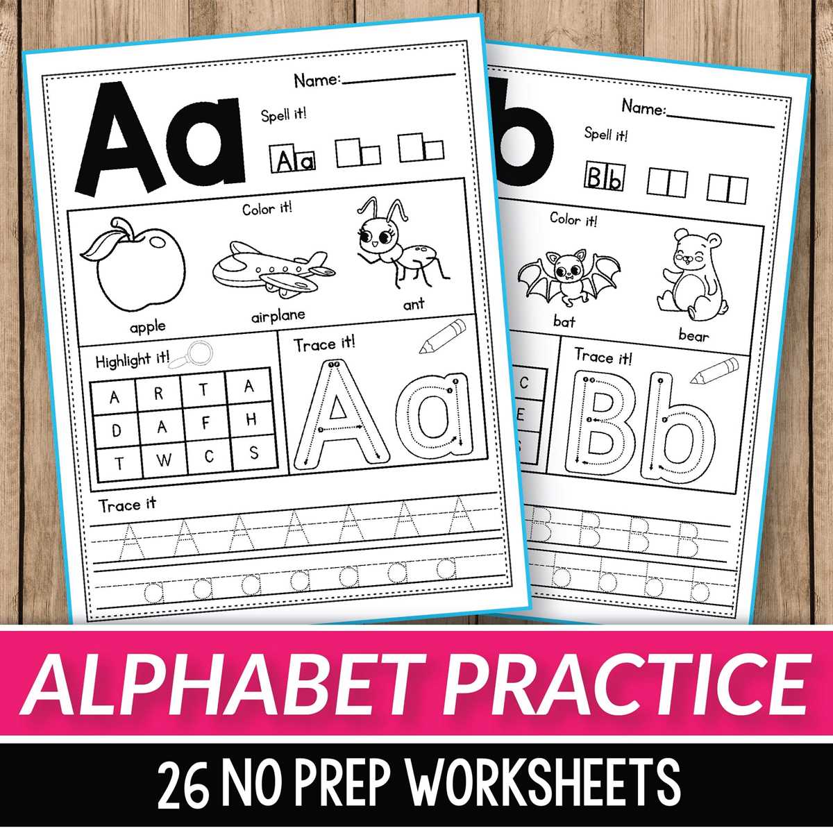 alpahbet worksheets