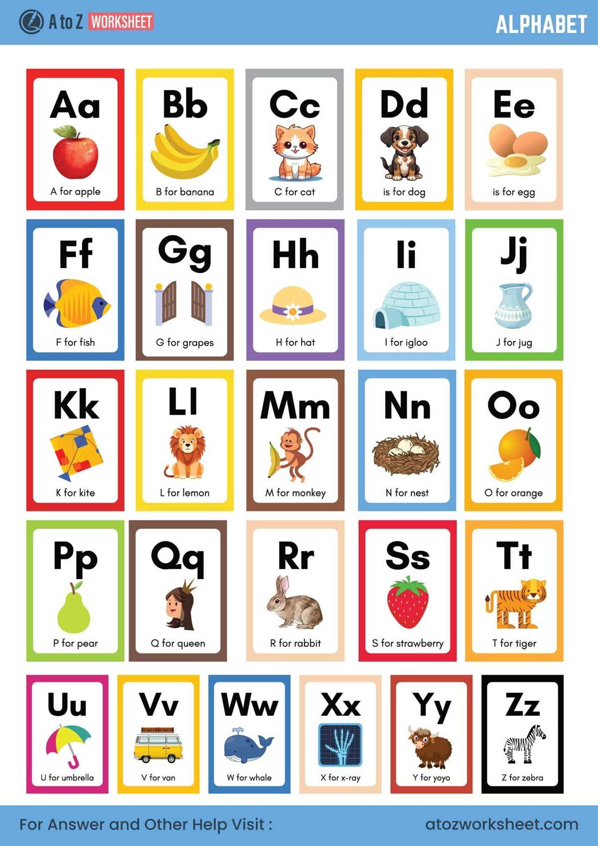 alphabet worksheet for playgroup