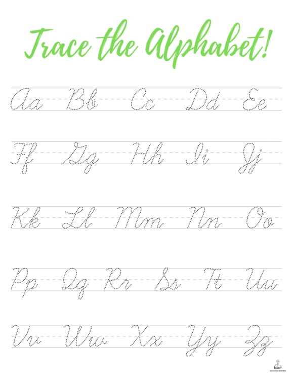 alphabets cursive writing practice worksheet