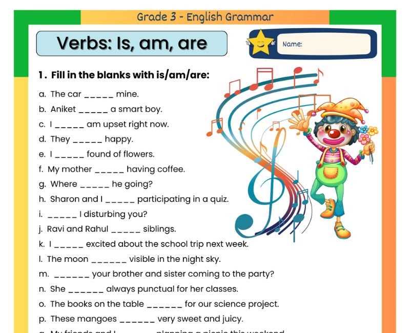 am is and are worksheets