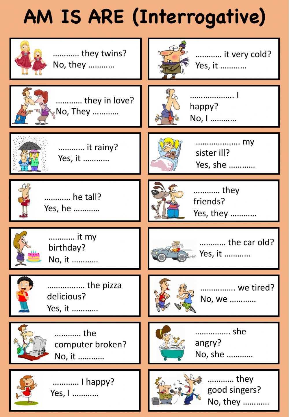 am is are not worksheet