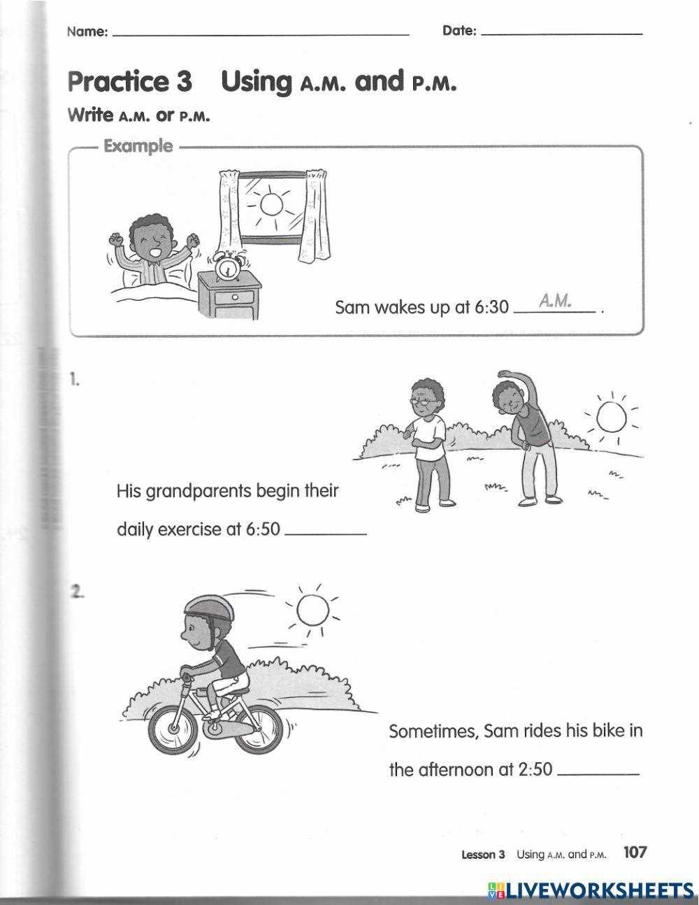 am vs pm worksheet