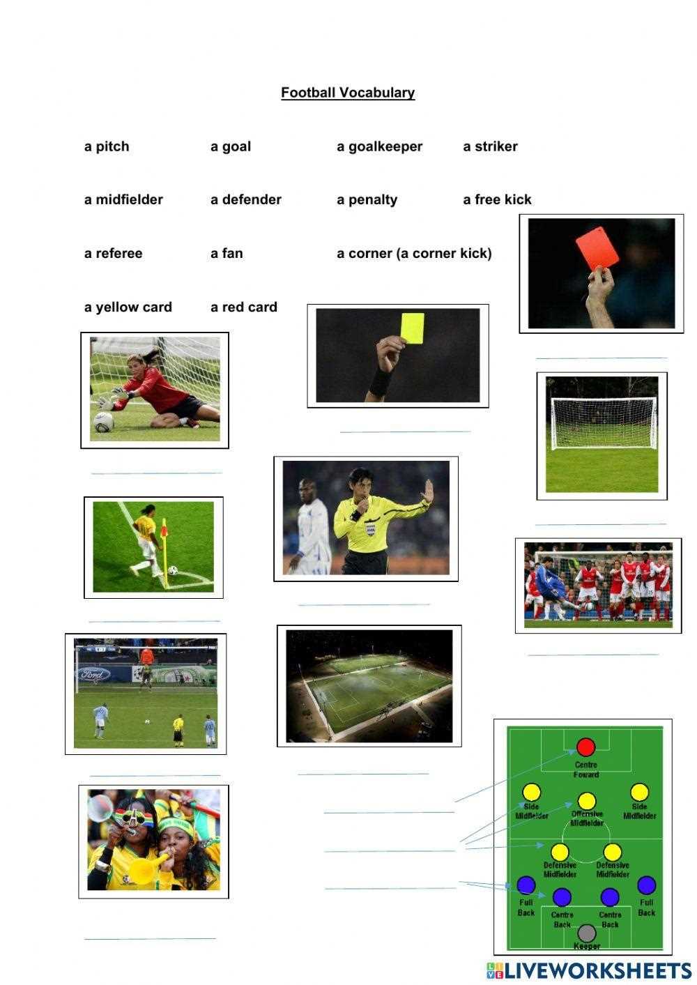 american football vocabulary worksheet