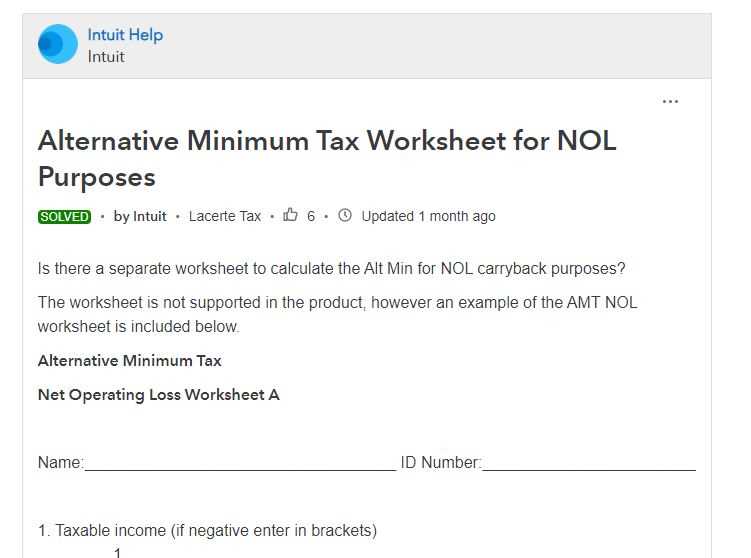 amt nol carryover worksheet