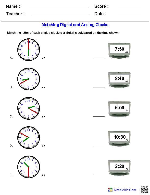 analog clock worksheet generator