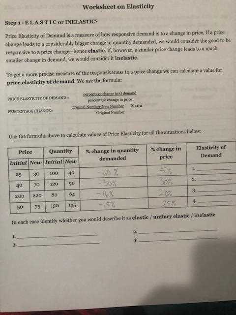analyzing elasticity of demand worksheet