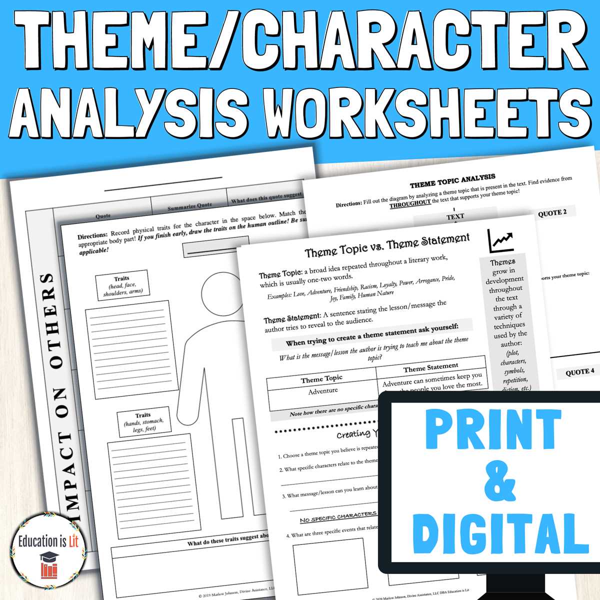 analyzing key ideas in a text worksheets