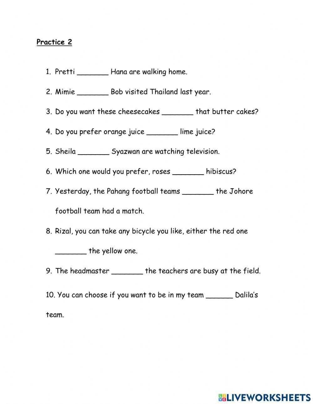 and worksheet