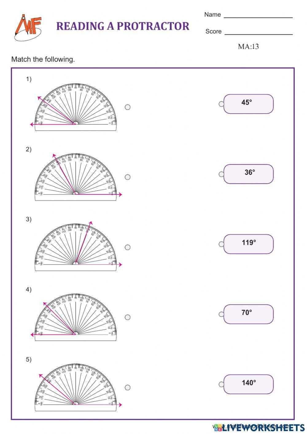 angle measure worksheet
