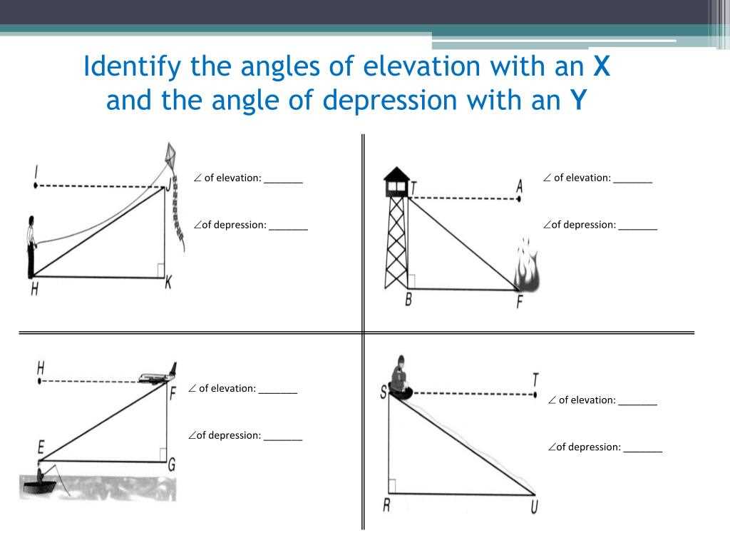 angle of elevation depression worksheet