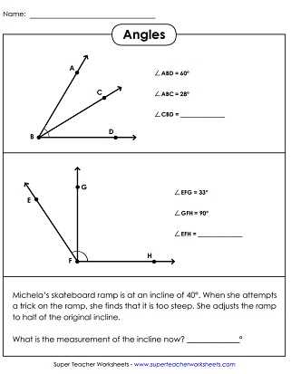 angle practice worksheet