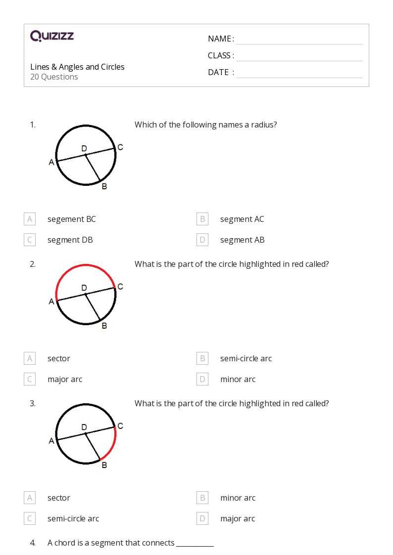 angle relationships in circles worksheet