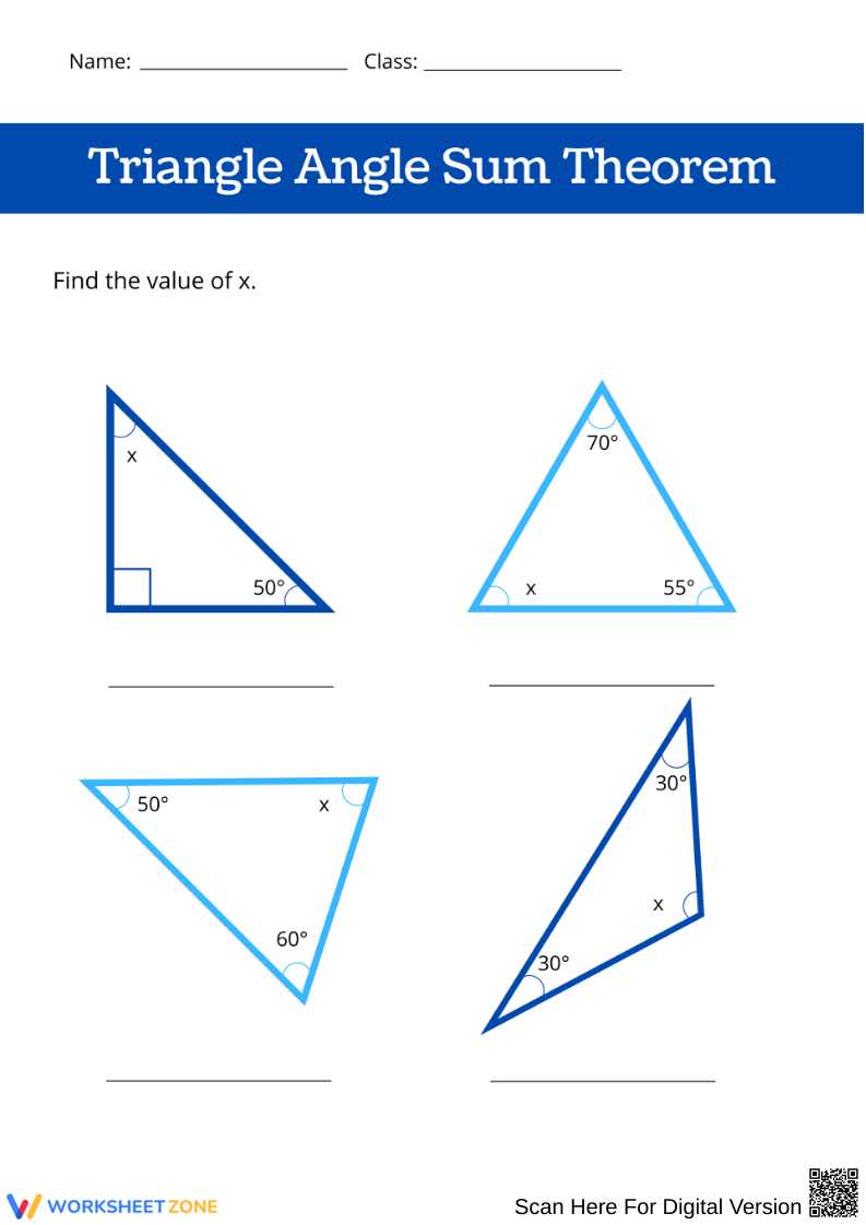 angle sum theorem worksheet