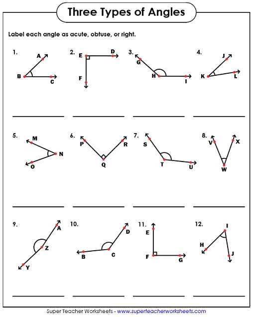 angles 4th grade worksheet