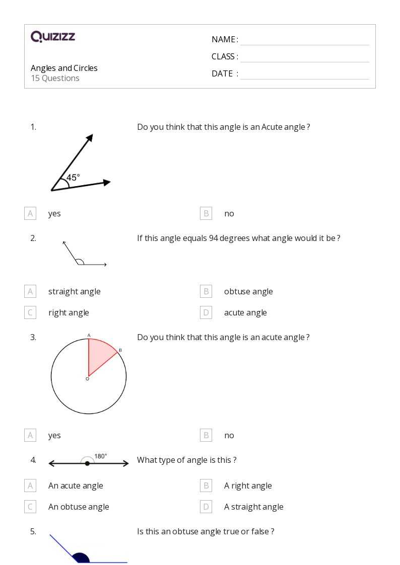 angles in circles worksheets