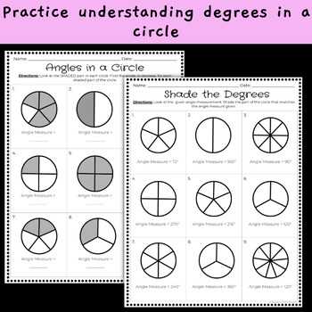 angles in circles worksheets