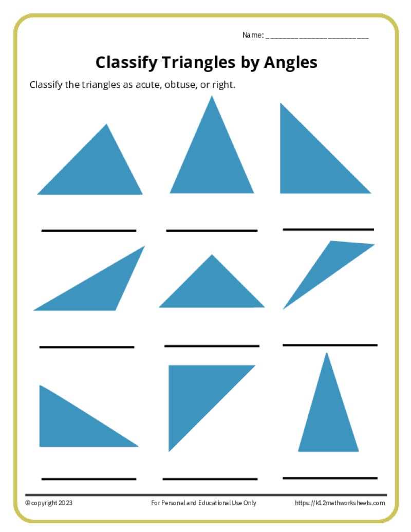 angles of triangles worksheet