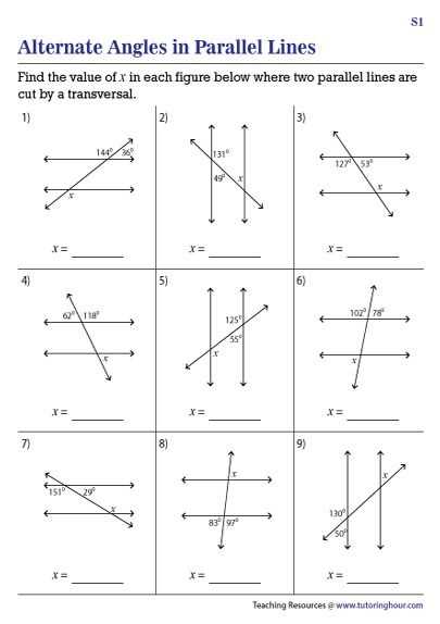 angles on parallel lines worksheet