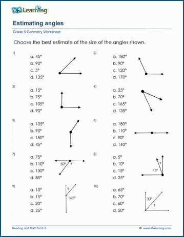 angles test worksheet