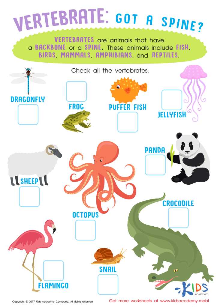 animal kingdom classification worksheet